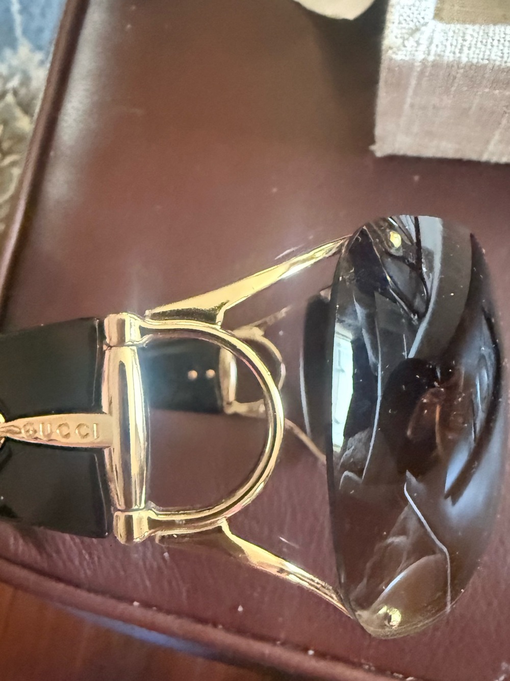 Vintage Gucci GG 2764/S Gold & Tortoise Shell Horsebit Shield Sunglasses